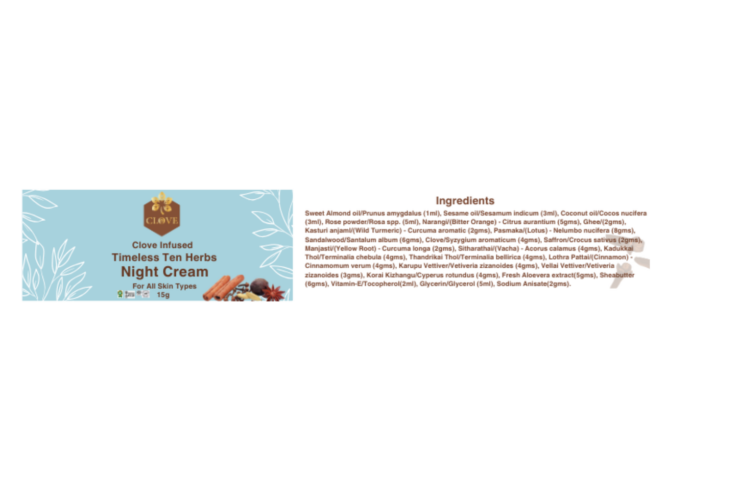 Clove Infused Timeless Ten Herbs Night Cream | 15g