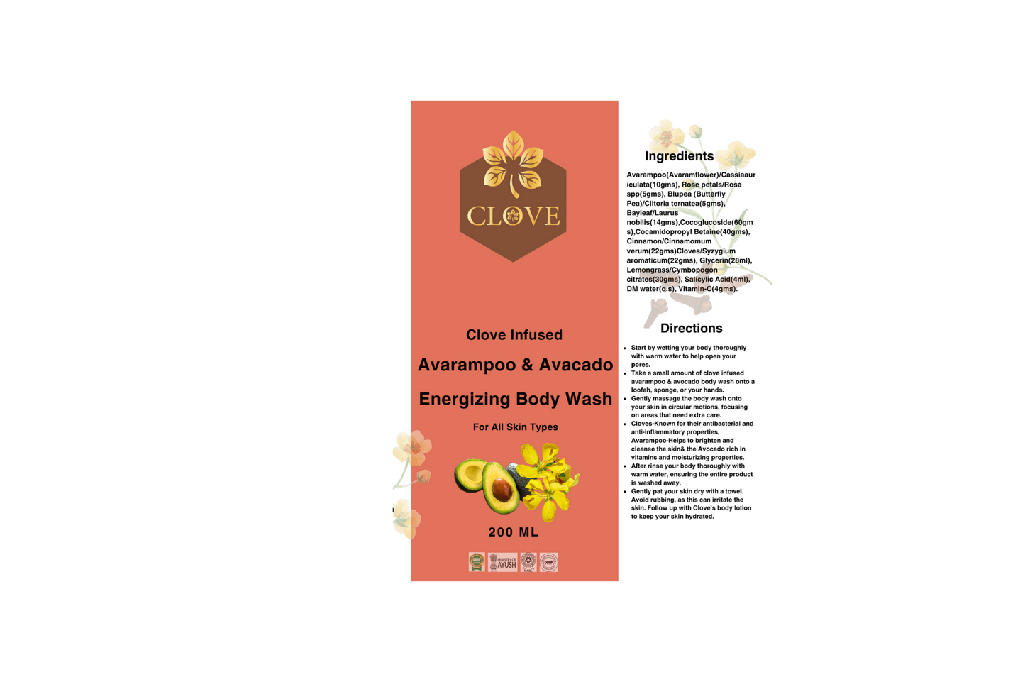 Clove Infused Avarampoo & Avacado Energizing Body Wash | 200 ml