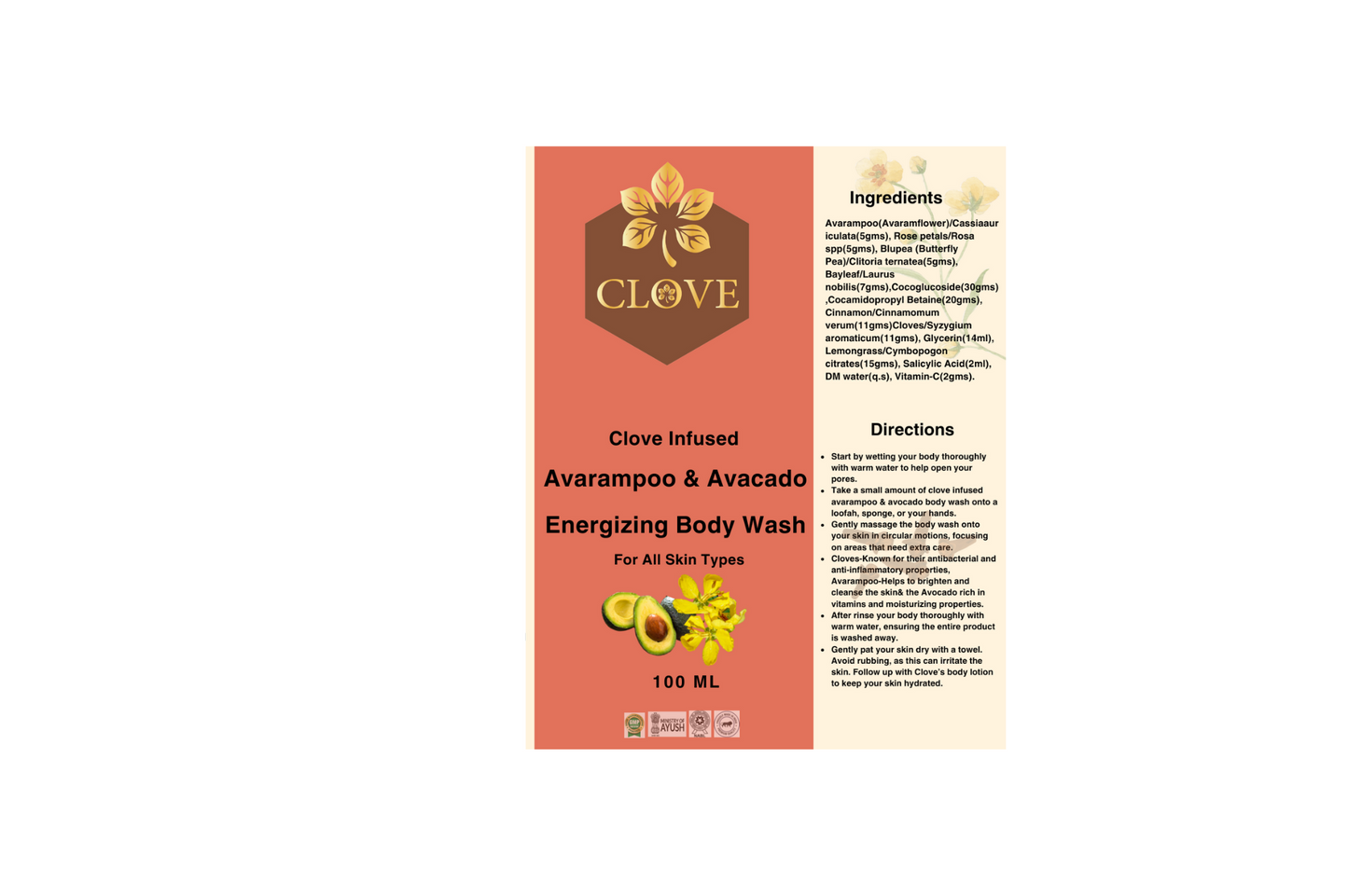 Clove Infused Avarampoo & Avacado Energizing Body Wash | 100 ml