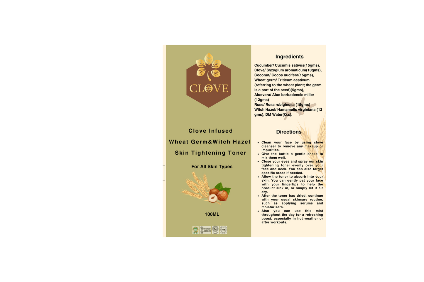 Wheat Germ & Witch Hazel Skin Tightening Toner | 100ml